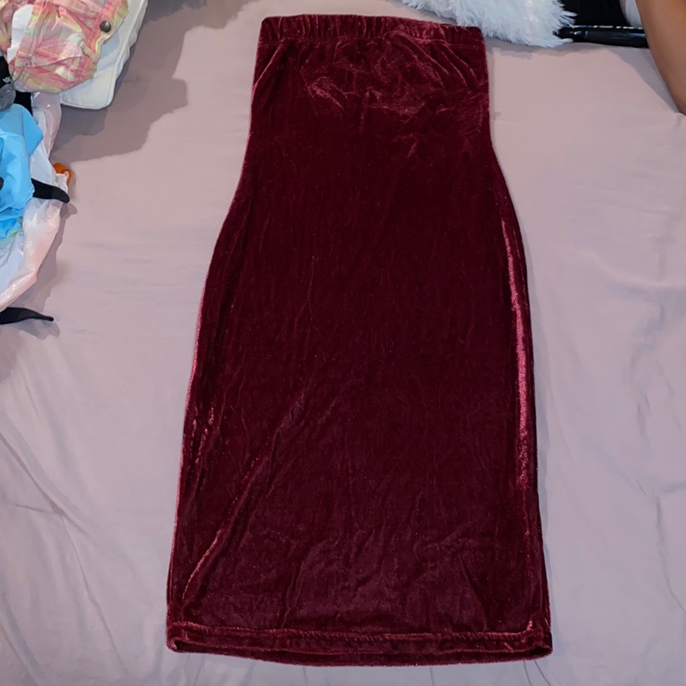 Velvet strapless dress